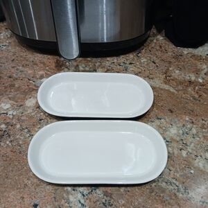 Ikea 2pc. Black & White Oblong Untensil/Soap Tray Set. #22147- 3.75in.x7.5in.